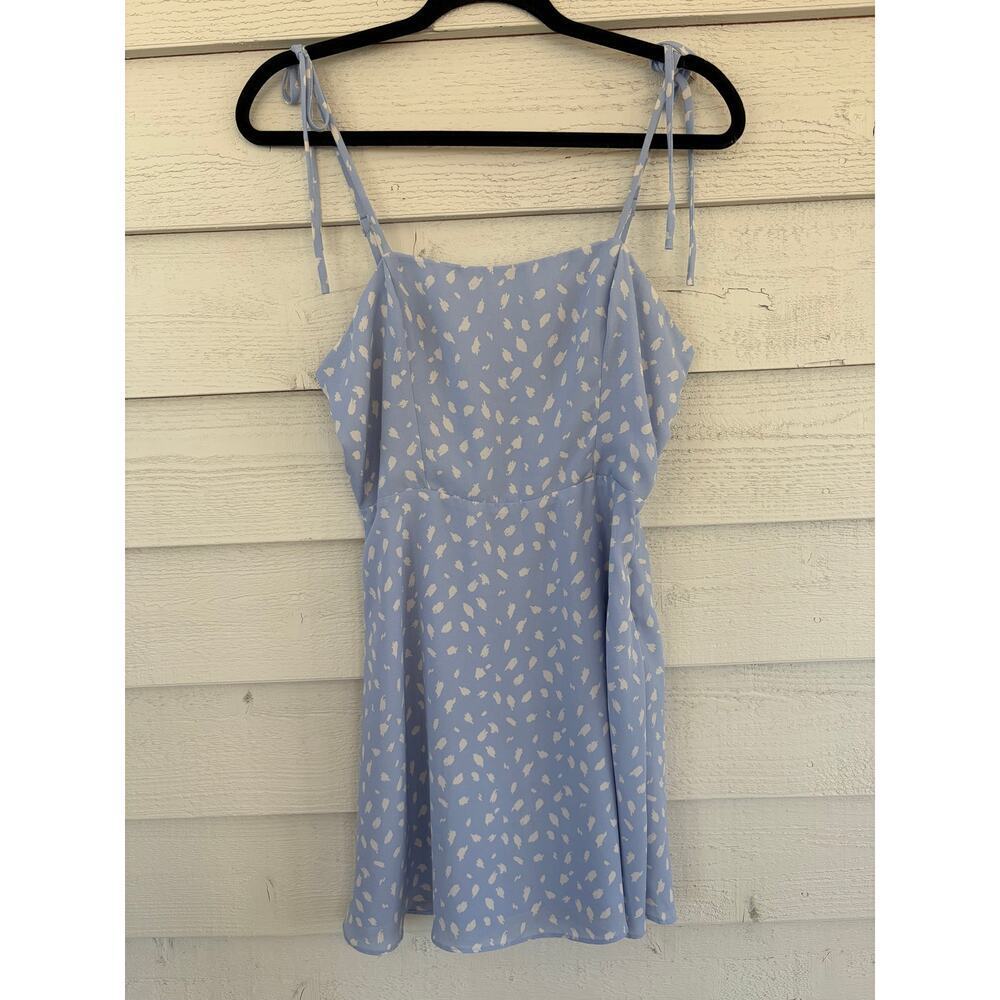Lola Grace Blue Spotted Tie Strap Mini Dress Size Small - Picture 2 of 6